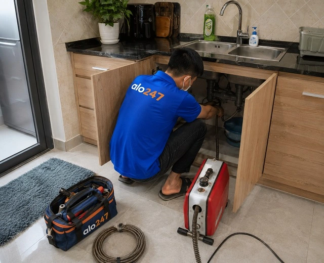 Alo247 Dịch vụ thông tắc bồn rửa chén bát triệt để uy tín tại Giảng Võ