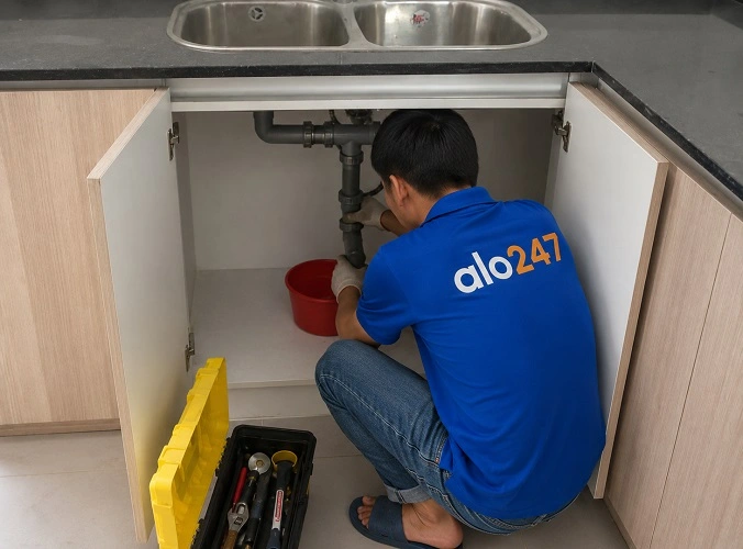 Alo247 Dịch vụ thông tắc bồn rửa chén bát triệt để uy tín tại Vĩnh Hưng