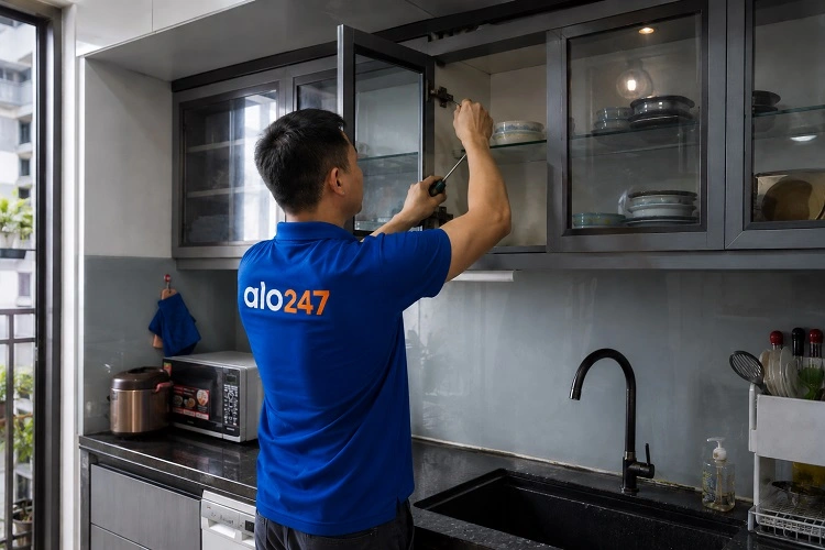 Thợ alo247 thay bản lề tủ bếp