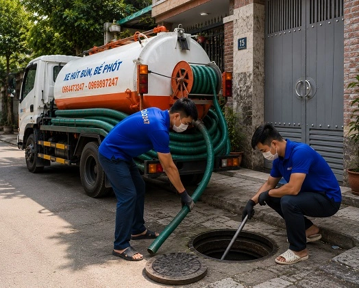Thợ alo247 thi công hút bể phốt tại Bình Minh