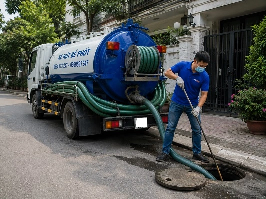 Thợ alo247 thi công hút bể phốt tại Đại Xuyên