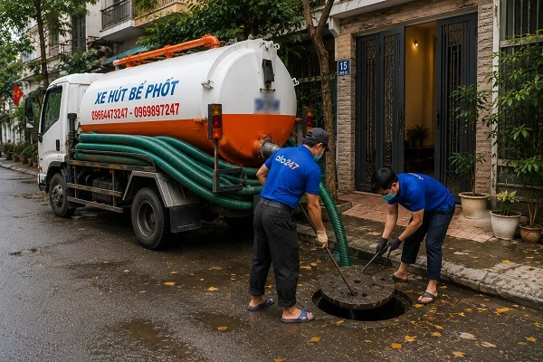 Thợ alo247 thi công hút bể phốt tại Phúc Sơn