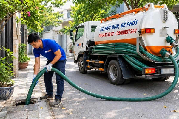 Thợ alo247 thi công hút bể phốt tại  Xuân Phương