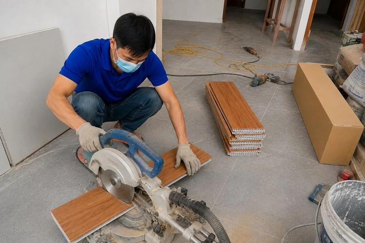Thợ alo247 thi công ốp bậc cầu thang nhựa giả gỗ