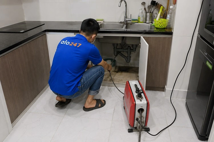 Thợ alo247 thông tắc bồn rửa bát chuyên nghiệp tại Bạch Mai