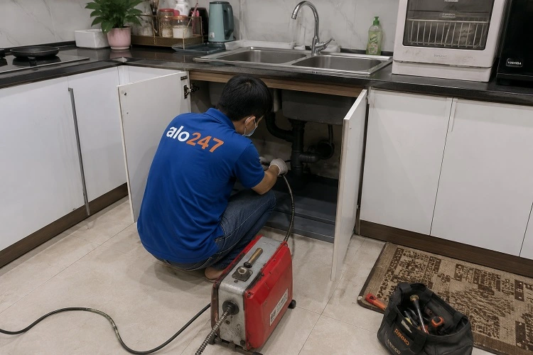 Thợ alo247 thông tắc bồn rửa bát chuyên nghiệp tại Định Công