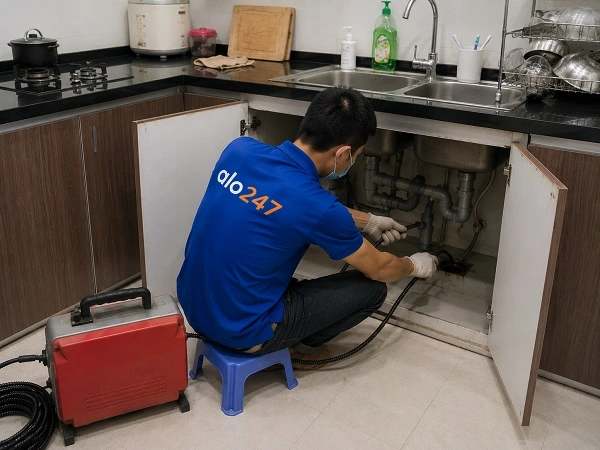 Thợ alo247 thông tắc bồn rửa bát chuyên nghiệp tại Phúc Lợi