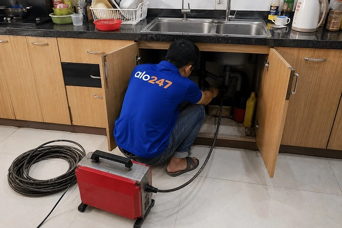 Thợ alo247 thông tắc bồn rửa bát chuyên nghiệp tại Yên Hoà