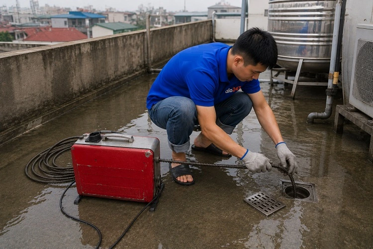 Thợ alo247 thông tắc thoát sàn tại Hà Nội