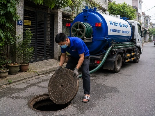 Thợ alo247 thực hiện hút bể phốt tại Bất Bạt