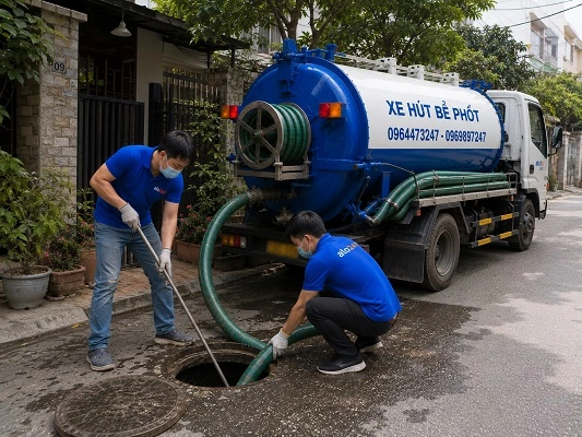 Thợ alo247 thực hiện hút bể phốt tại Cổ Đô