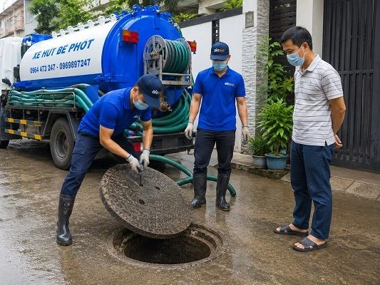 Thợ alo247 thực hiện hút bể phốt tại Suối Hai