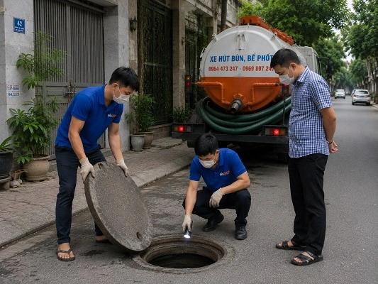 Thợ alo247 thực hiện hút bể phốt tại Thiên Lộc