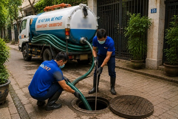 Thợ alo247 thực hiện hút bể phốt tại Yên Nghĩa