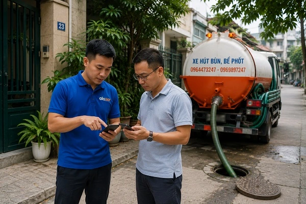 Thợ alo247 tư vấn dịch vụ hút bể phốt cho khách hàng tại Yên Sở
