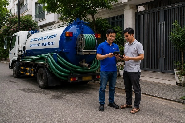Thợ alo247 tư vấn phương án hút bể phốt phù hợp cho khách hàng tại Dân Hoà