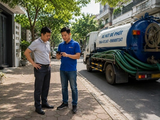 Thợ alo247 tư vấn phương án hút bể phốt phù hợp cho khách hàng tại Vân Đình