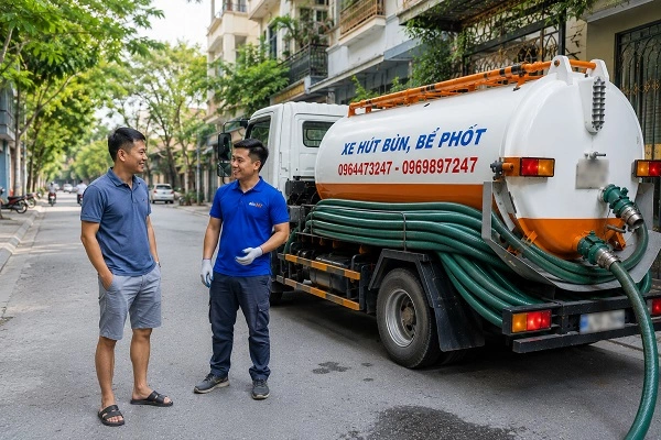 Thợ alo247 tư vấn phương án hút bể phốt phù hợp cho khách hàng tại Xuân Đỉnh