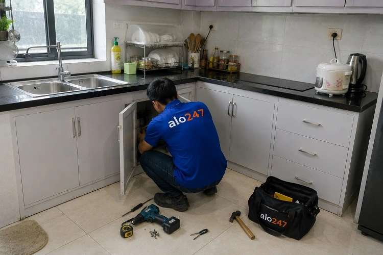 Thợ sửa tủ bếp nhựa tại nhà alo247