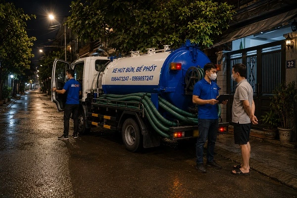 Tư vẫn phương án hút bể phốt phù hợp cho khách hàng tại Phú Diễn alo247