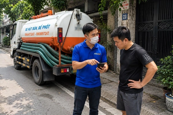 Tư vấn phương án hút bể phốt phù hợp cho khách hàng tại Phượng Dực alo247