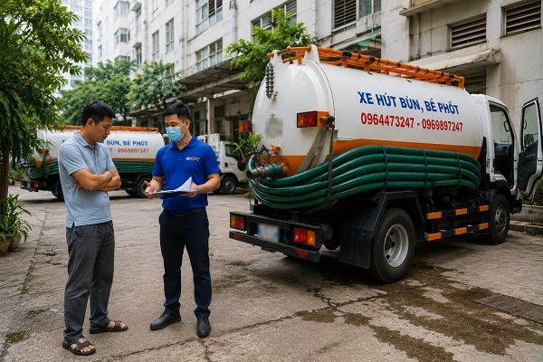 Tư vấn phương án thi công hút bể phốt phù hợp cho khách hàng tại Bồ Đề alo247