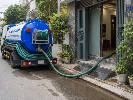 Xe bồn hút bể phốt chân không của alo247 tại Đoài Phương