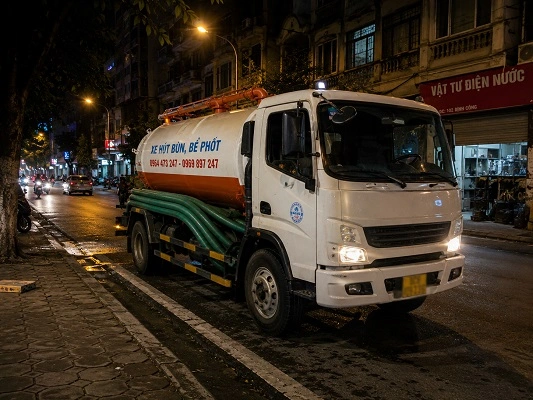 Xe bồn hút bể phốt chân không của alo247 tại Hạ Bằng