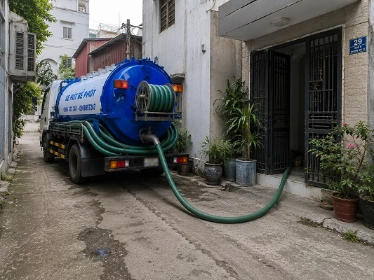 Xe bồn hút bể phốt chân không của alo247 tại Hưng Đạo