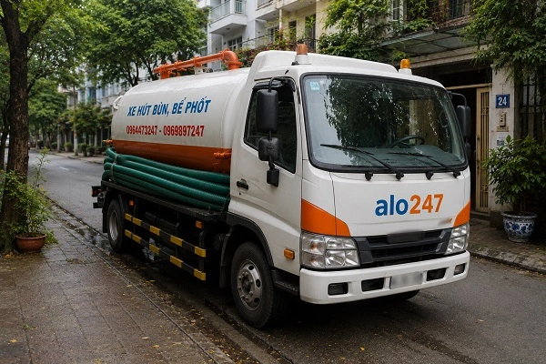 Xe bồn hút bể phốt chân không của alo247 tại Phú Cát