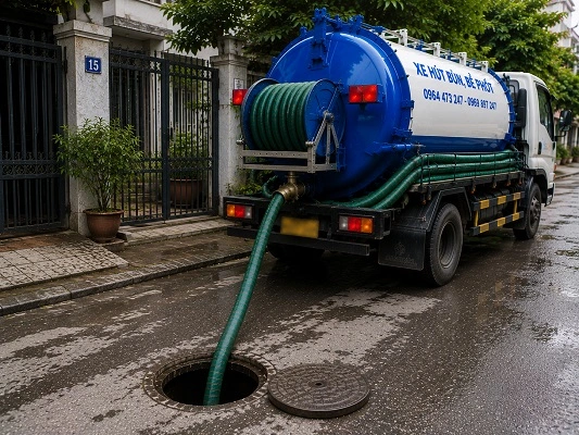 Xe bồn hút bể phốt chân không của alo247 tại Phúc Sơn