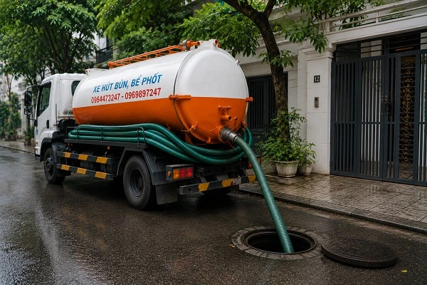 Xe hút bể phốt chân không chuyên dụng của Alo247