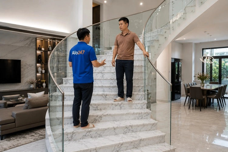 thợ alo247 bàn giao cầu thang sau khi hoàn thiện