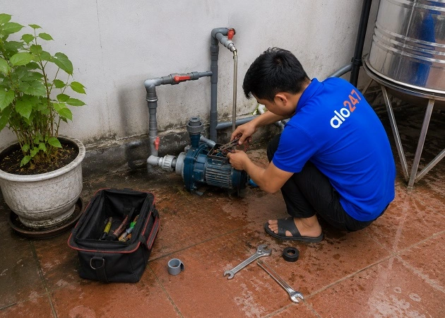 Alo247 dịch vụ sửa chữa máy bơm tận nơi tại Quang Minh