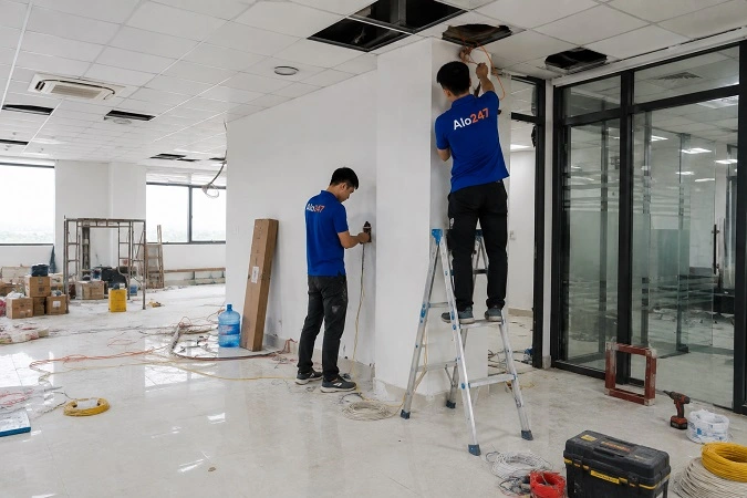 Alo247 thi công hệ thống điện nước chuyên nghiệp tại Yên Hoà