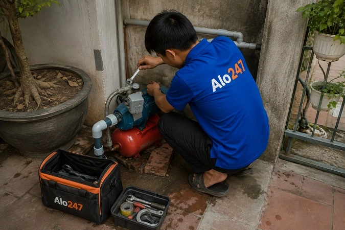 Thợ Alo247 sửa chữa thiết bị sau khi xác định nguyên nhân hư hỏng