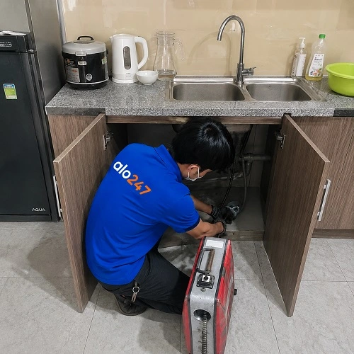 Thợ alo247 thông tắc bồn rửa bát chuyên nghiệp tại Nội Bài