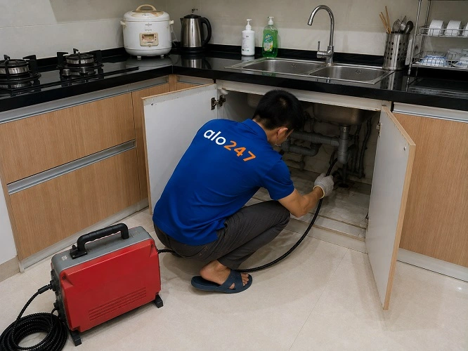Thợ alo247 thông tắc bồn rửa bát chuyên nghiệp tại Phú Lương