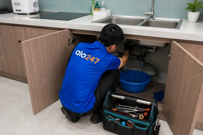thợ alo247 xử lý thông tắc cống bồn rửa bát tại Thanh Liệt