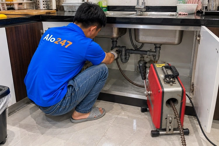 Thợ alo247 thông cống bồn rửa bát bị tắc tại Văn Phú