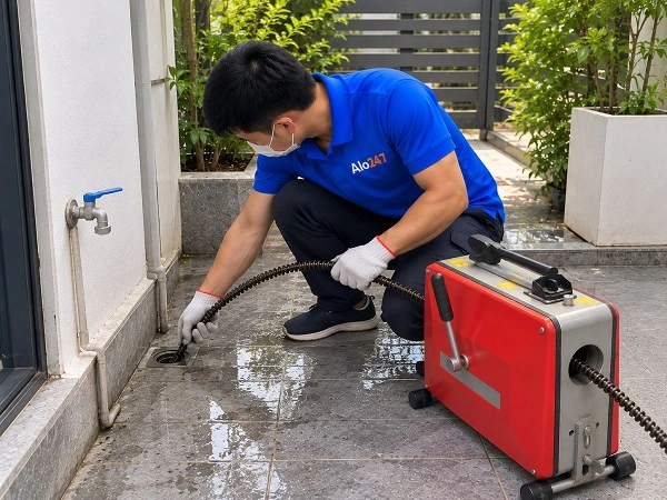 Thợ alo247 thông tắc cống bằng máy lò xo chuyên dụng tại Nguyễn Trãi