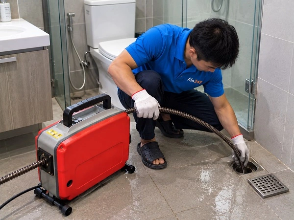 Thợ alo247 thông tắc cống bằng máy lò xo chuyên dụng tại Trần Phú