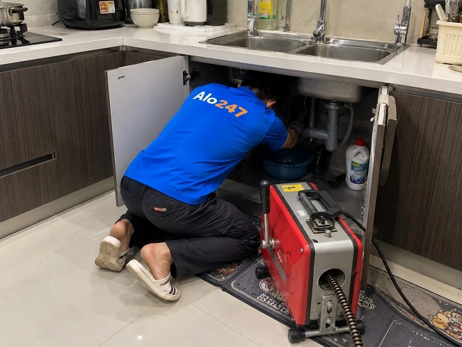 Thợ alo247 thông  tắc cống bồn rửa bát tại Pháp Vân - Tứ Hiệp