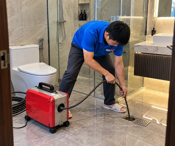 Thợ alo247 thông tắc cống thoát sàn nhà tắm tại Ciputra