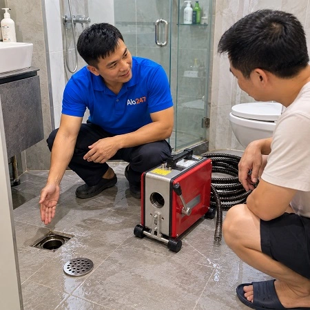 Thợ Alo247 tư vấn xử lý cống thoát sàn nhà tắm thoát nước chậm