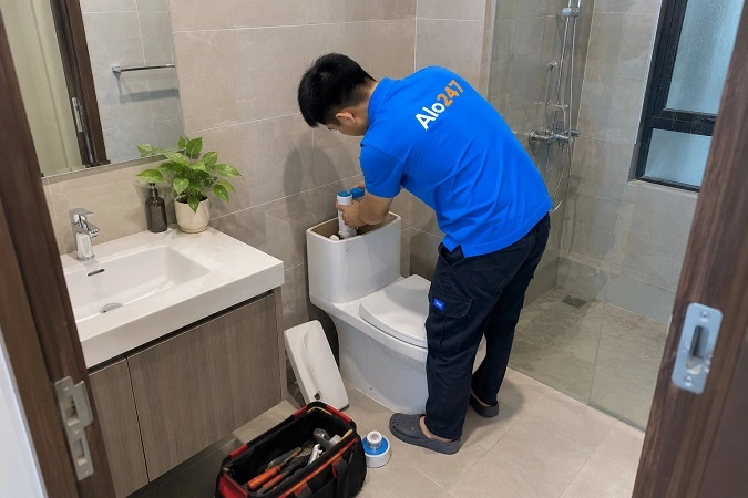 Thợ alo247 khắc phục lỗi bồn cầu bị rò rỉ nước