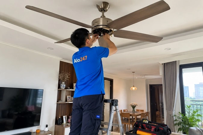 Thợ khắc phục sự cố quạt trần không quay